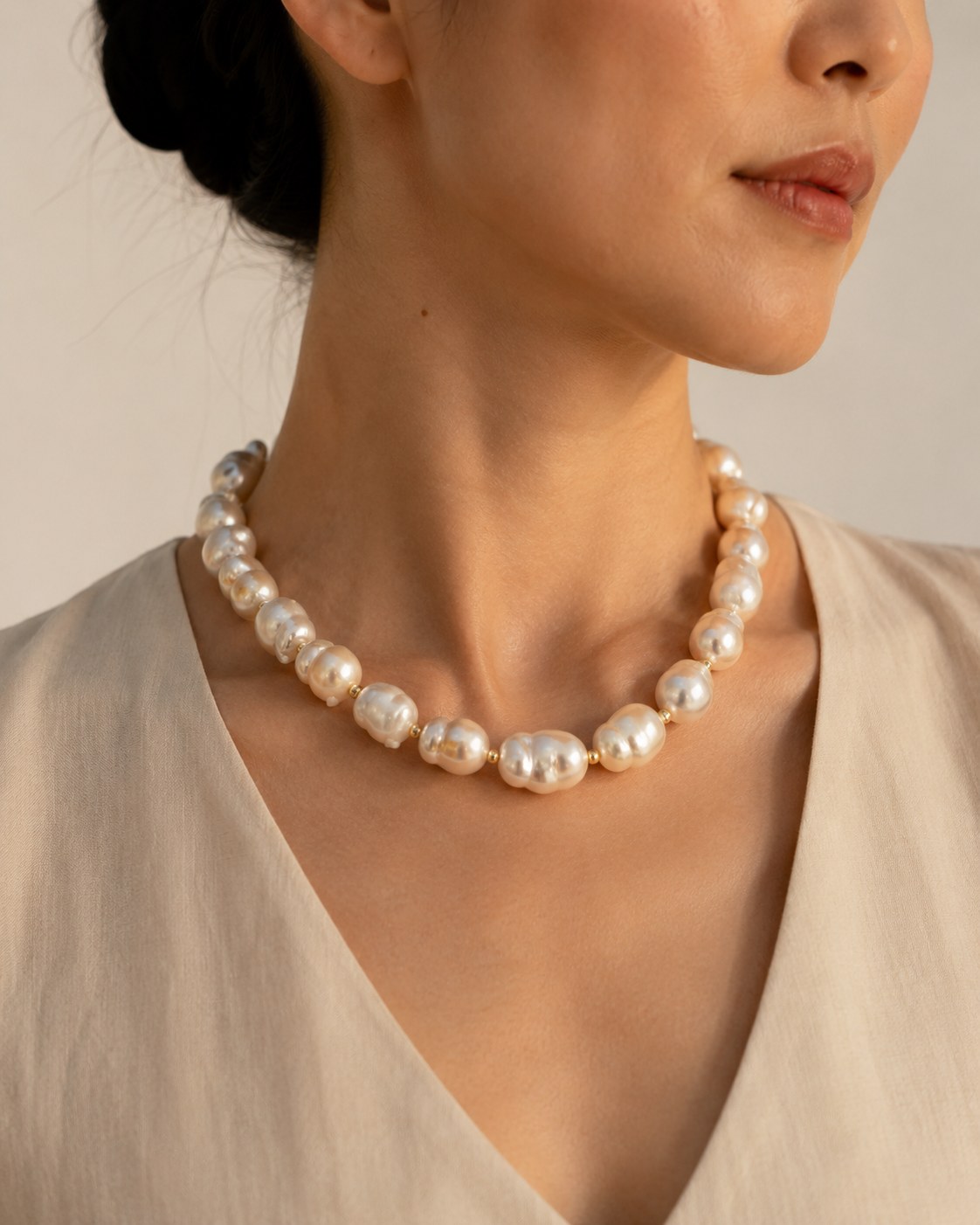 Pearl jewellery worn on body